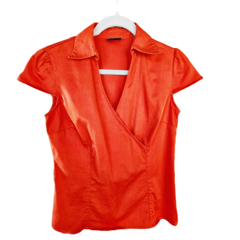 Vintage Rust Cap Sleeve Wrap Top Size S